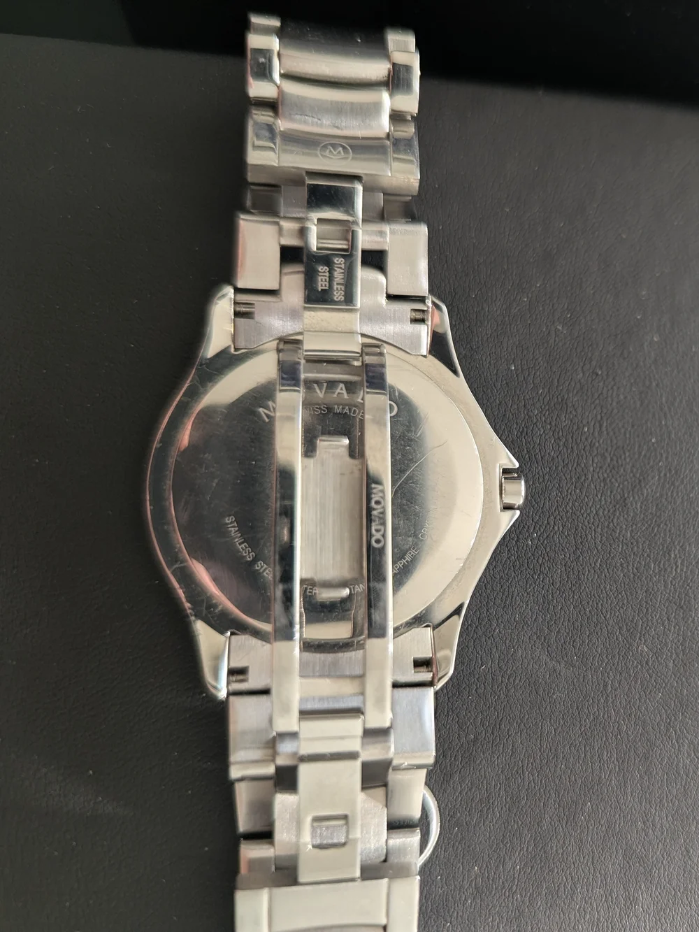 Movado Men's Stainless Steel Black Dial Bracelet Watch DIAMOND $1995